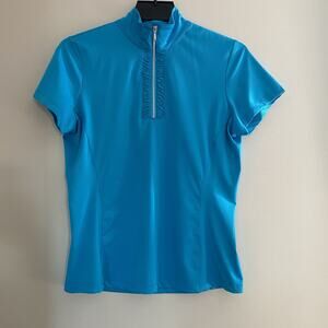 Tail White Label Top Sz Medium Blue Short Sleeve 1/4 Zip Golf Tennis Athleisure